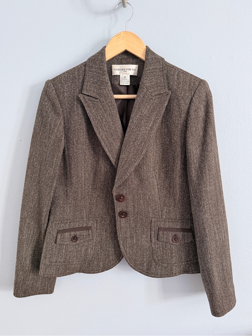 Jones New York Suit Brown Tweed Jacket 6 Petite